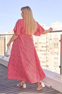 Женское платье из софта миди цвет красный р.62/64 459681 459681 фото