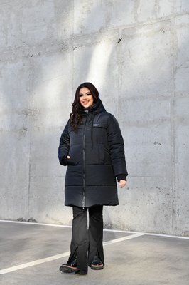 Женская куртка-пальто из плащевки цвет черный р.52/54 448391 448391 фото