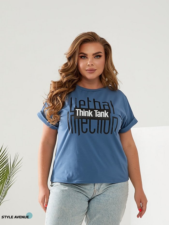 Женская футболка THINK TANK цвет джинсовый р.42/46 433682 433682 фото