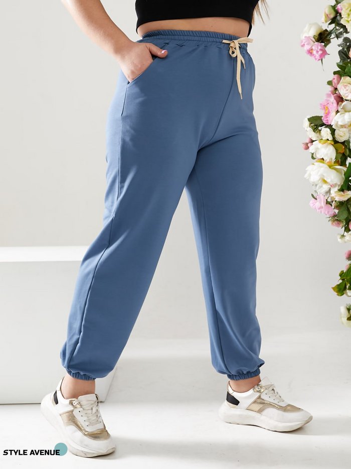 Женские спортивные брюки двухнитка джинсового цвета р.50 406160 406303 фото