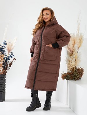 Женская тёплая зимняя куртка цвет темный шоколад р.50/52 354568 377577 фото