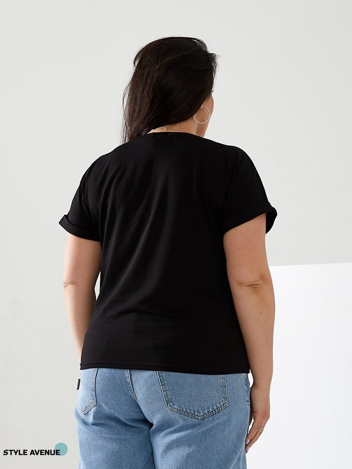Женская футболка HIP-HOP цвет черный р.48/50 433162 433162 фото