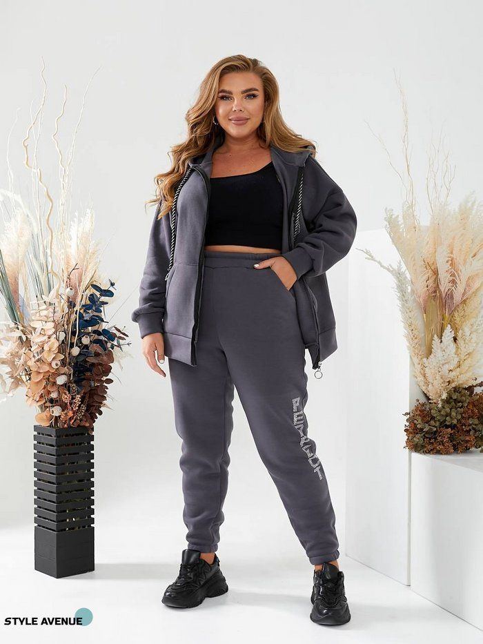 Теплий жіночий костюм на флісі колір графіт (448159) 448159 фото Теплий жіночий костюм на флісі колір графіт (448159) 448159 фото