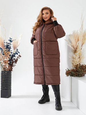 Женская тёплая зимняя куртка цвет темный шоколад р.54/56 377587 377577 фото