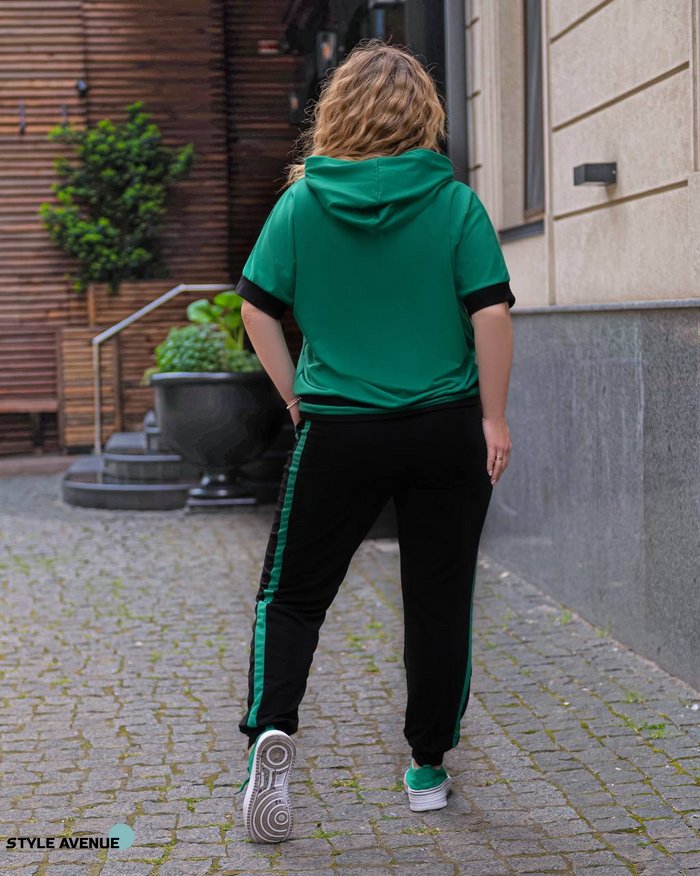 Жіночий спортивний костюм зелено-черний р.48/50 434717 434717 фото