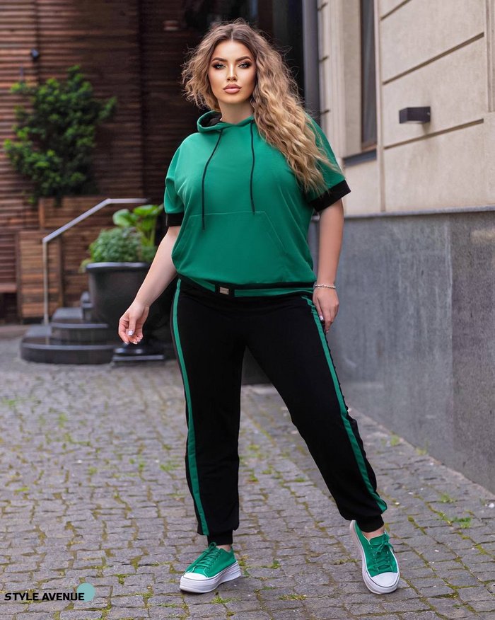 Жіночий спортивний костюм зелено-черний 434717 434717 фото