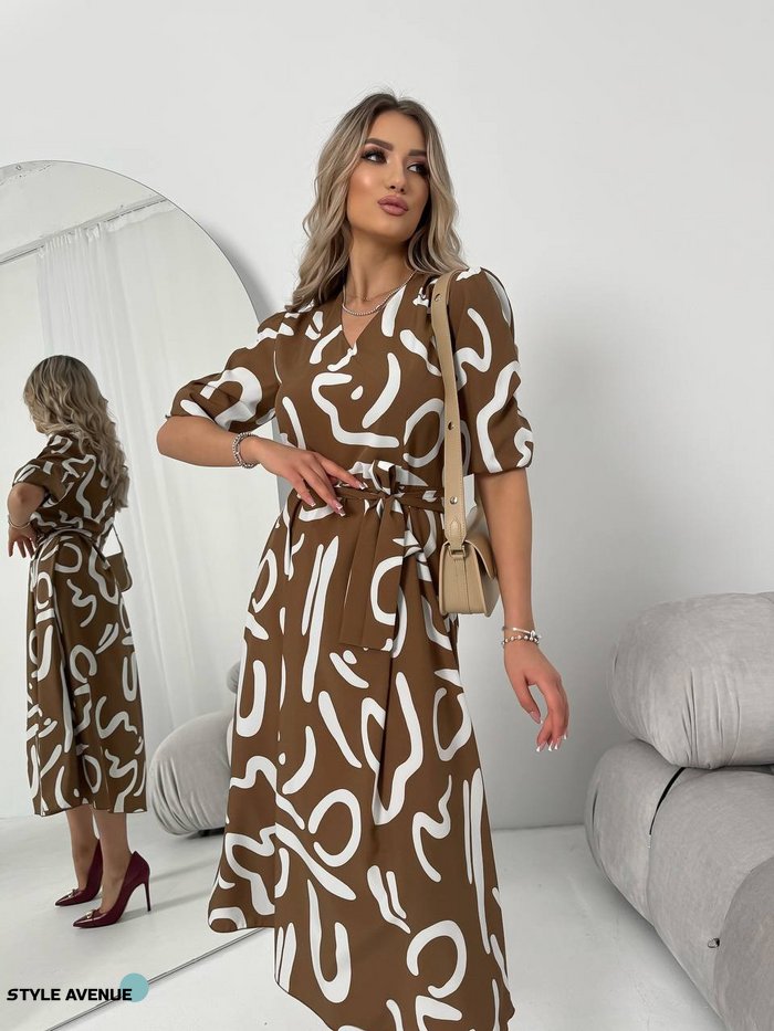 Женское платье из шелкового софта цвет бежевый р.42/44 454126 454126 фото