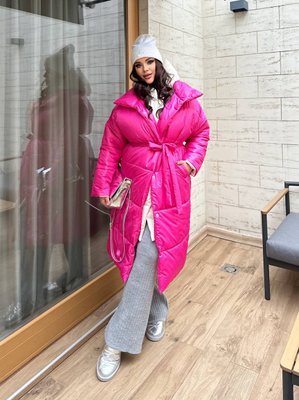 Женское стеганое теплое пальто розового цвета р.48/50 448093 448093 фото