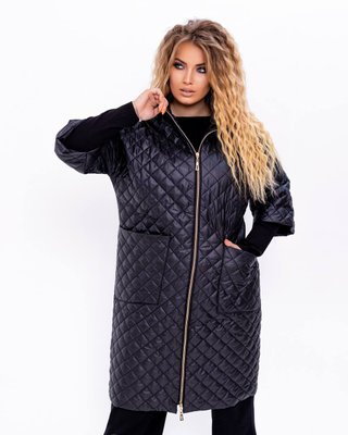 Женская куртка-пальто из плащевки черного цвета р.50 377544 377544 фото