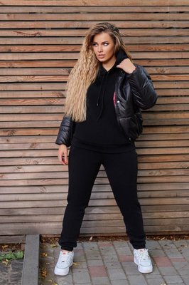 Женский спортивный костюм на флисе с курткой черного цвета р.42/44 439219 439219 фото