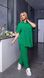 Женский льняной костюм рубашка и брюки зеленого цвета р.48/52 359211 382922 фото
