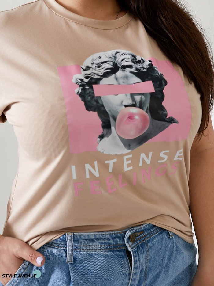 Женская футболка INTENSE цвет бежевый р.42/46 433039 433039 фото