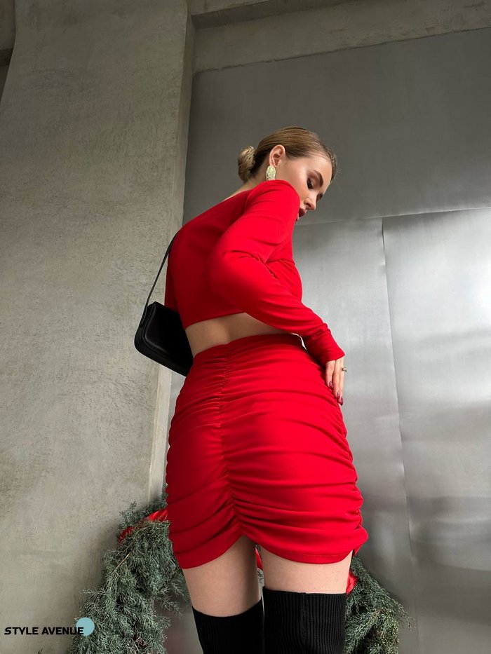 Женское платье мини цвет красный р.42/44 448195 448195 фото