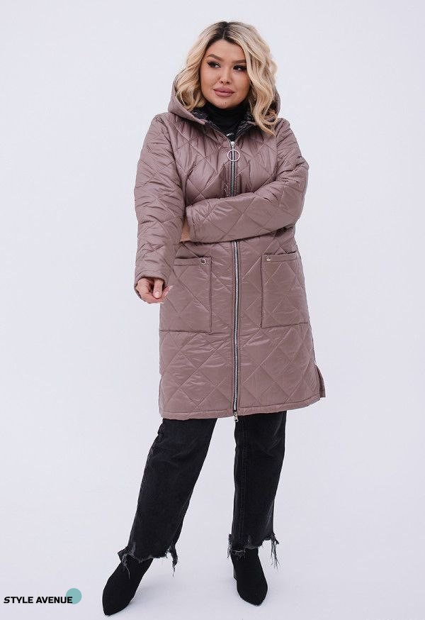 Женская теплая стеганная куртка цвет мокко р.48/50 449427 449427 фото