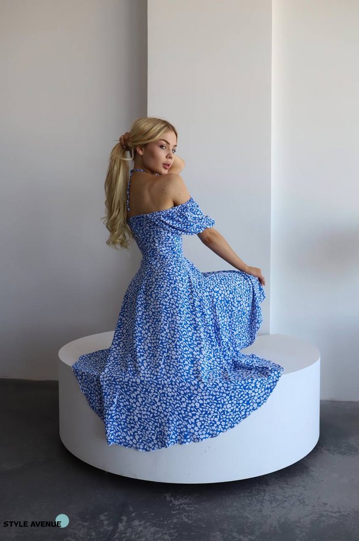 Женское платье в цветочный принт цвет голубой р.42/44 455744 455744 фото
