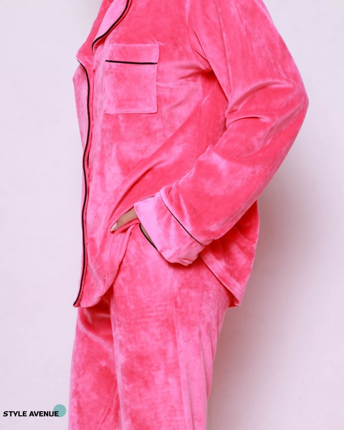 Женская пижама велюр Jeny на пуговицах малинового цвета р.S 380625 380625 фото