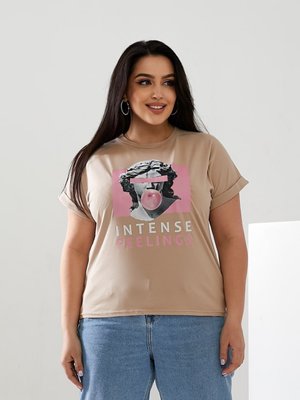 Женская футболка INTENSE цвет бежевый р.52/54 433184 433184 фото