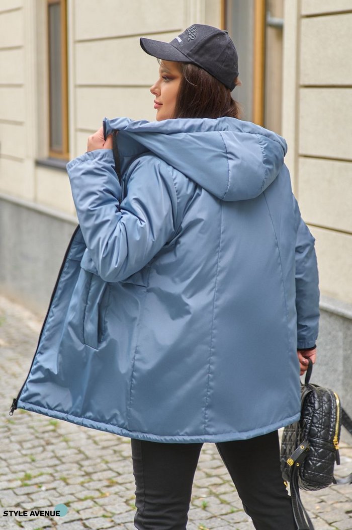 Женская демисезонная куртка из плащевки цвет джинс р.56/58 442765 442765 фото