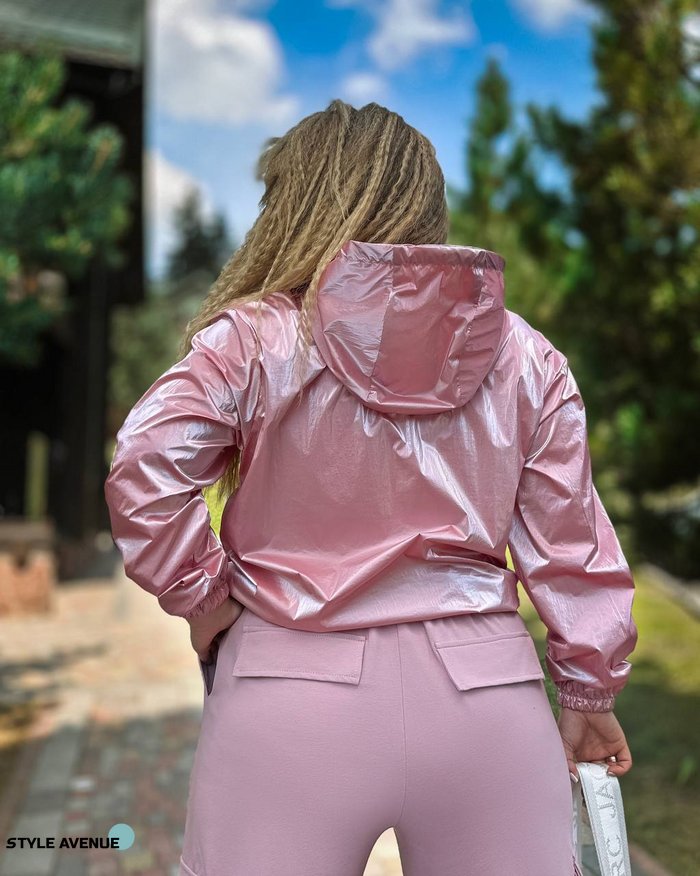 Женская ветровка с капюшоном цвет розовый р.2XL 440298 440298 фото