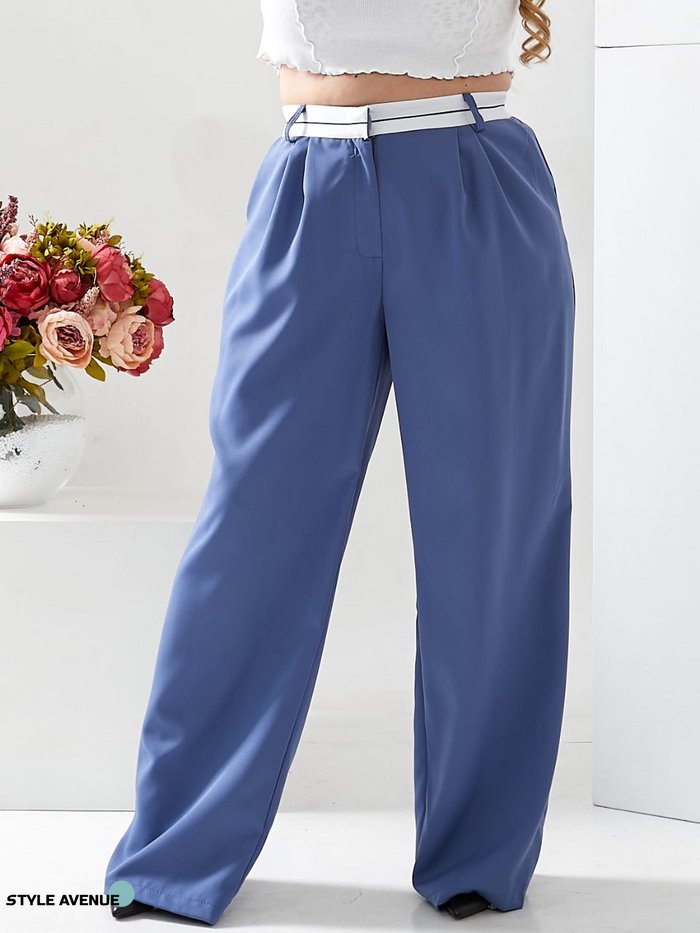 Женские брюки палаццо голубого цвета р.48/50 408465 408465 фото