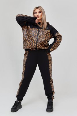 Женский прогулочный костюм цвет черный принт леопард р.52/54 448869 448869 фото