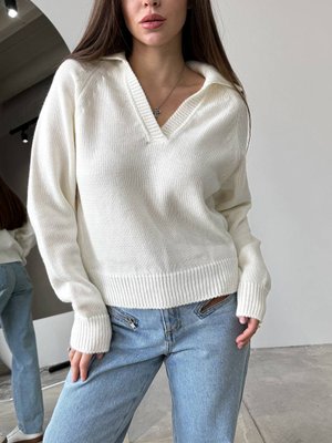 Женский свитер-поло цвет молочный р.42/46 450413 450413 фото