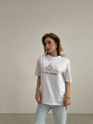 Женская футболка с принтом цвет белый р.42/46 449989 449989 фото