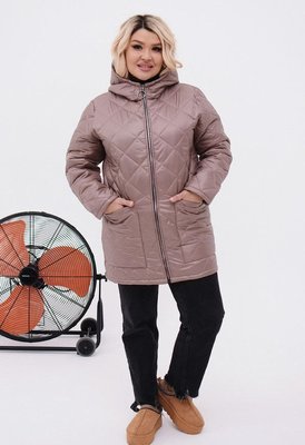 Женская теплая стеганная куртка цвет мокко р.58/60 449456 449456 фото