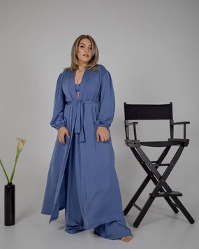 Жіночий піжамний костюм трійка колір джинсовий 448617 448617 фото