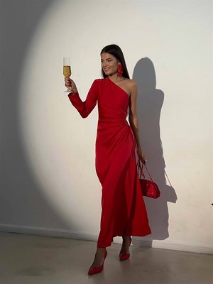 Женское шелковое платье цвет красный р.44/46 448970 448970 фото