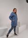 Женская куртка барашек на меху голубого цвета р.48/52 386627 378541 фото