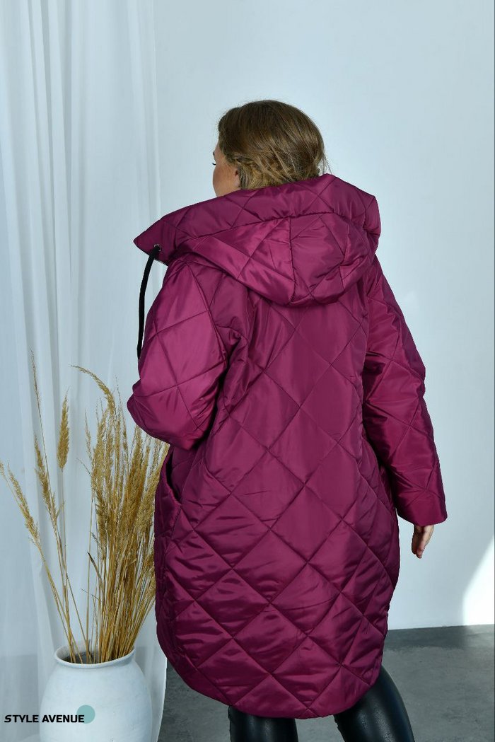 Женская теплая курточка цвет сливовый р.54 445260 445260 фото