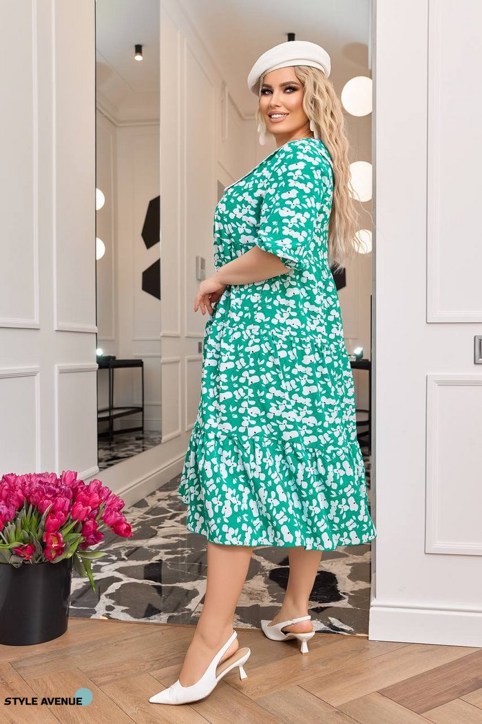 Женское свободное платье из софта цвет зеленый р.50/52 451167 451167 фото