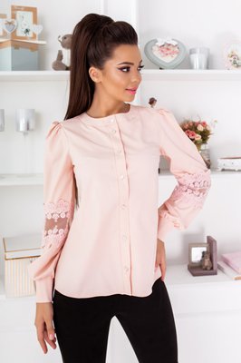 Женская блуза с рукавами с кружевом розового цвета р.52/54 380936 380939 фото