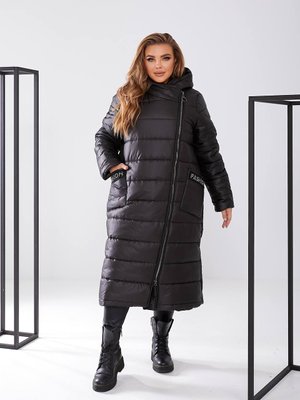 Женская куртка-пальто из плащевки цвет черный р.52/54 448518 448518 фото