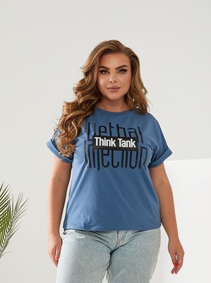 Женская футболка THINK TANK цвет джинсовый р.48/50 433735 433735 фото