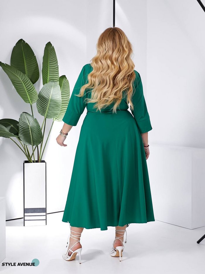 Женское платье миди из софта цвет зеленый р.50/52 454016 454016 фото
