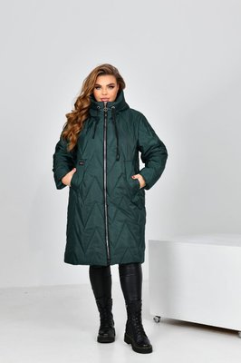 Женская теплая курточка цвет темно зеленый р.60 447522 447522 фото