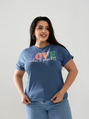 Женская футболка LOVE цвет джинсовый р.42/46 432432 432432 фото