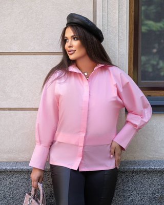 Женская рубашка из коттона цвет розовый р.42/54 447019 447019 фото