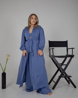 Жіночий піжамний костюм трійка колір джинсовий р.S/M 448469 448469 фото