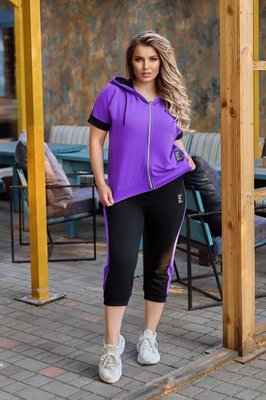 Женский спортивный костюм цвета фиолет-черный р.58/60 431370 431370 фото