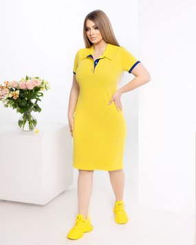 Жіноче плаття поло із двонитки жовтого кольору 359157 359157 фото