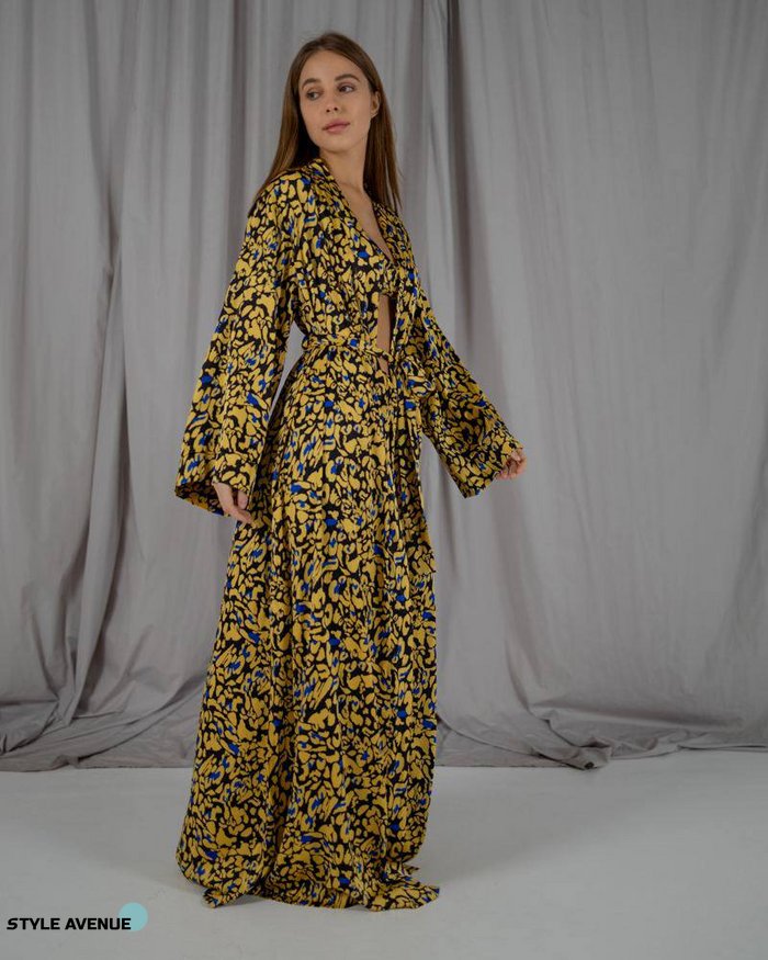 Женский пижамный костюм тройка цвет желтый р.L/XL 448623 448623 фото