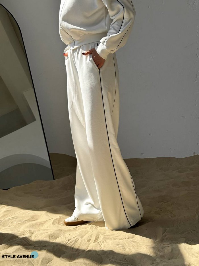 Женский костюм с брюками палаццо цвет молочный р.42/44 454395 454395 фото