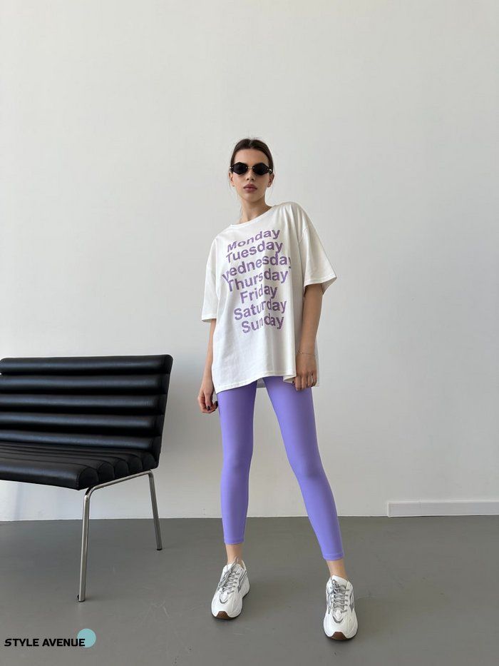 Жіночий костюм двійка з лосинами колір лавандовий 454661 фото