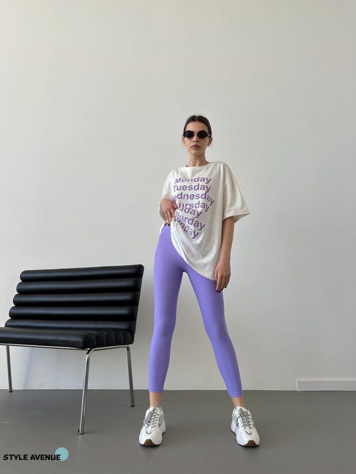 Жіночий костюм двійка з лосинами колір лавандовий 454661 фото