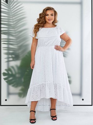 Женское асимметричное платье цвет белый р.58/60 438667 438667 фото