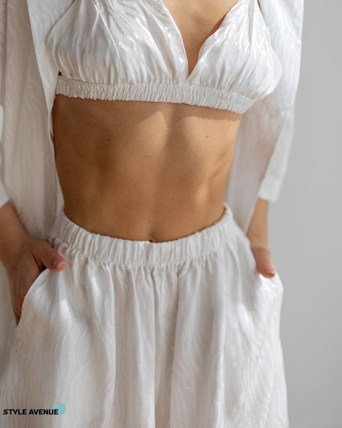 Женский пижамный костюм тройка Monila цвет белый р.L 443843 443843 фото