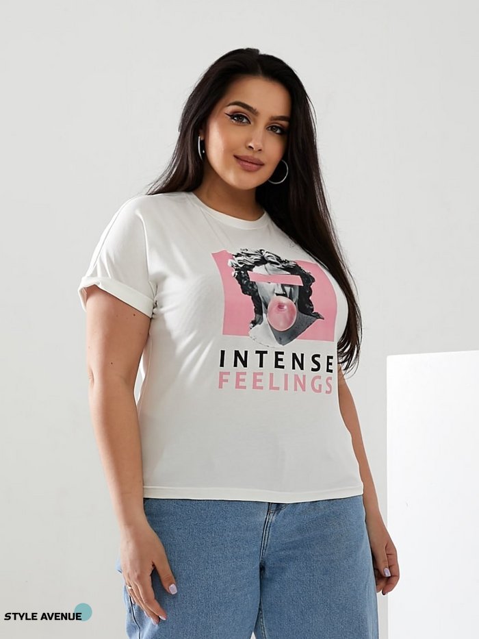 Женская футболка INTENSE цвет молочный р.52/54 433178 433178 фото